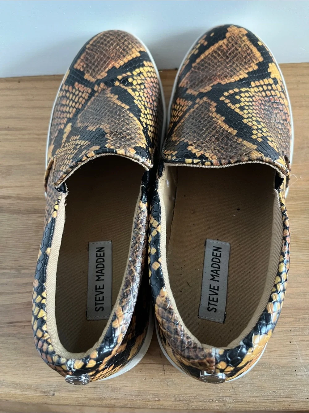 Steve Madden Yellow & Black Snakeskin Slip-On Sneakers